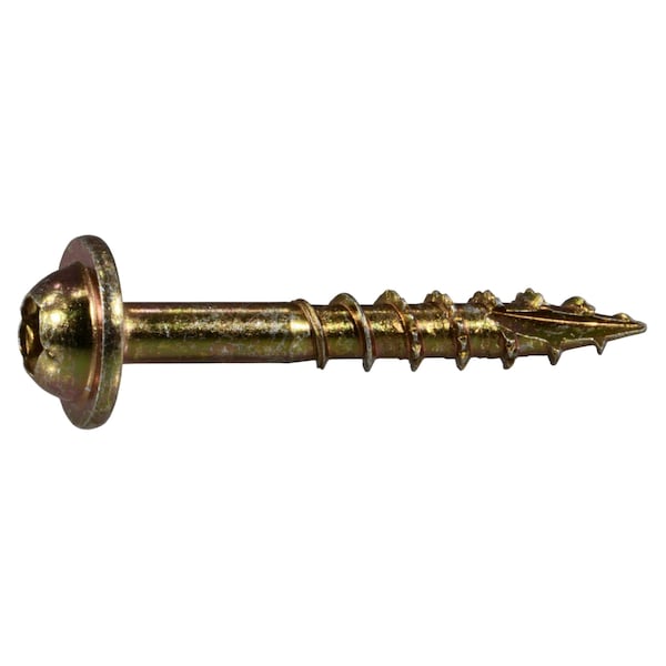 Saberdrive Wood Screw, #9, 1-1/4 in, Zinc Yellow Steel Flange Round Head Torx Drive, 814 PK 54091 - main